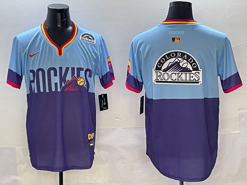 Men Colorado Rockies Blank Purple blue Joint Name 2025 Nike MLB Jersey style 7